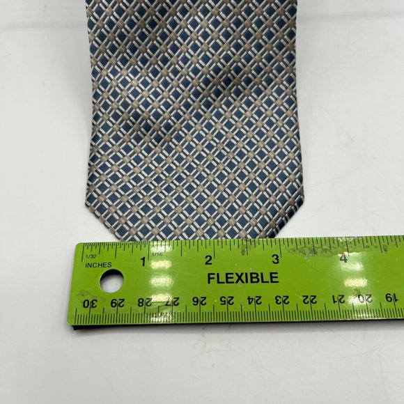 Boss Hugo Boss Neck Tie Mens Standard Size Blue Silk Square Patterned Italy - Picture 5 of 7